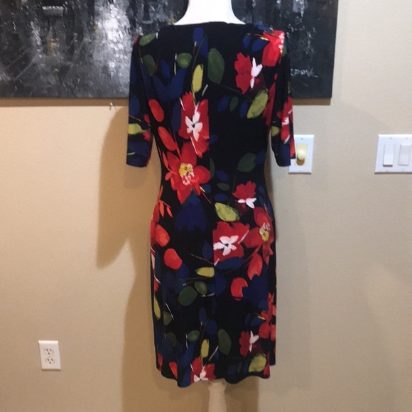 Ralph Lauren Draped Front Cinched Waist Floral Midi Length Dress-Size 10 - Picture 3 of 10